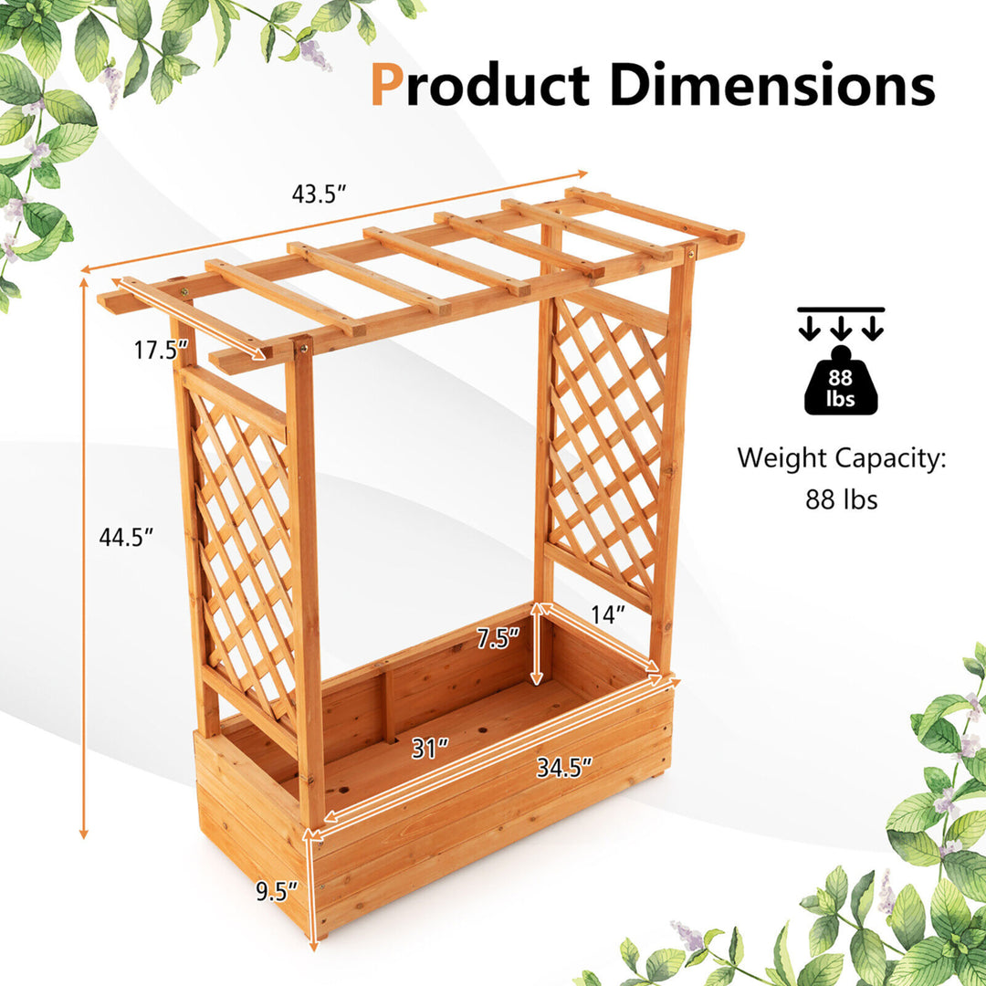 Raised Garden Bed Planter Box w/ Side and Top Trellis for Vine Climbing Plants Image 2