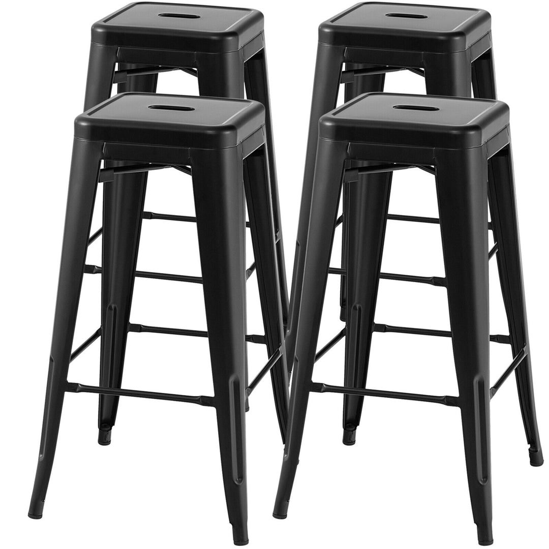 30 Set of 4 Stackable Backless Metal Bar Stools w/ Footrest for Kitchen Image 4