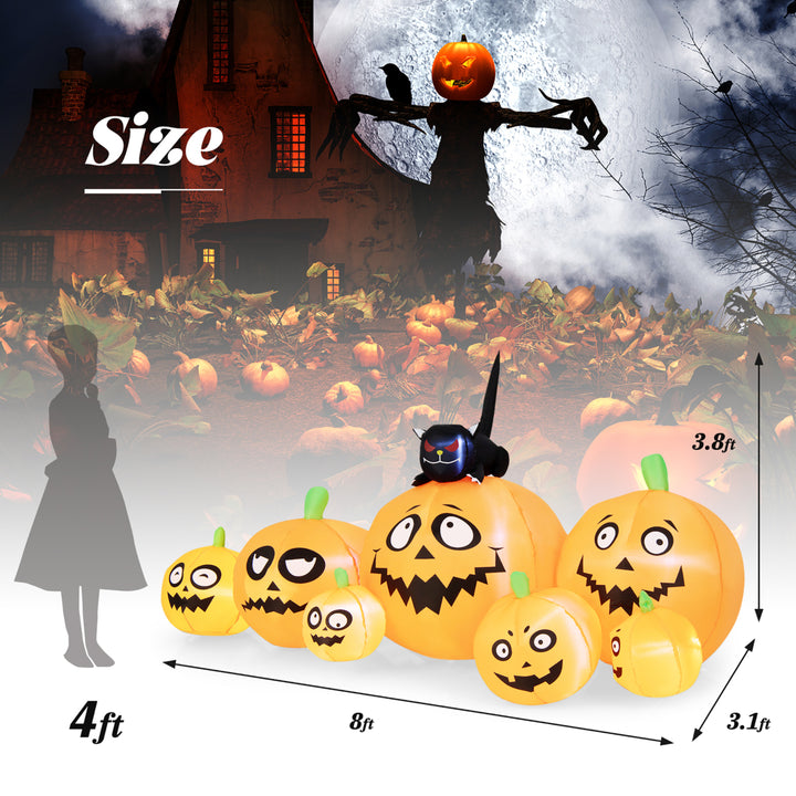 8FT Halloween Pumpkins Stack Decor Inflatable Pumpkin Station w/ LED Lights Image 2