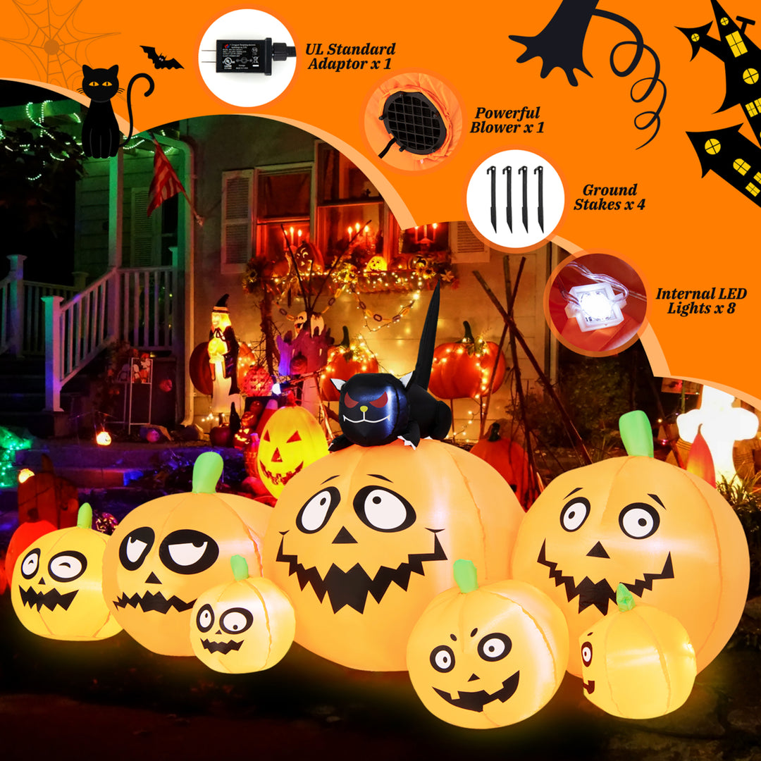 8FT Halloween Pumpkins Stack Decor Inflatable Pumpkin Station w/ LED Lights Image 8