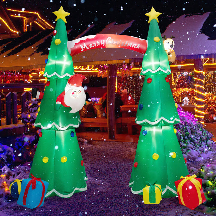 10FT Tall Christmas Inflatable Tree Arch Santa Claus and Reindeer w/ Air Blower and LEDs Image 3