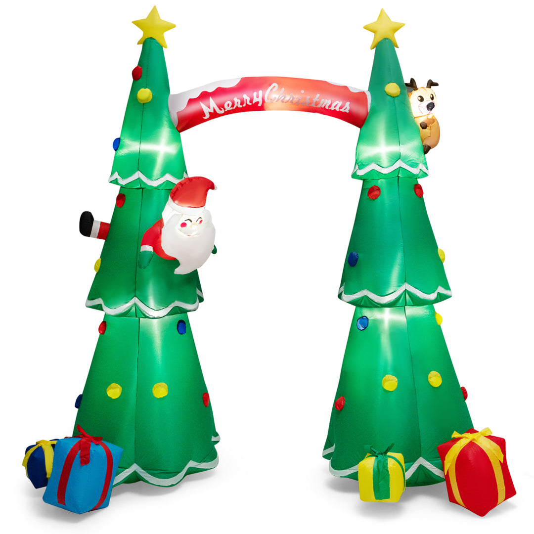 10FT Tall Christmas Inflatable Tree Arch Santa Claus and Reindeer w/ Air Blower and LEDs Image 8