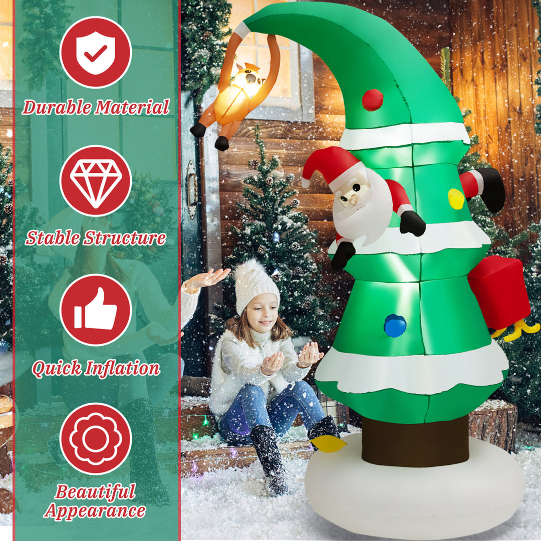 8FT Christmas Inflatable Tree and Santa Claus Yard Decor w/ Air Blower and LED Lights Image 5