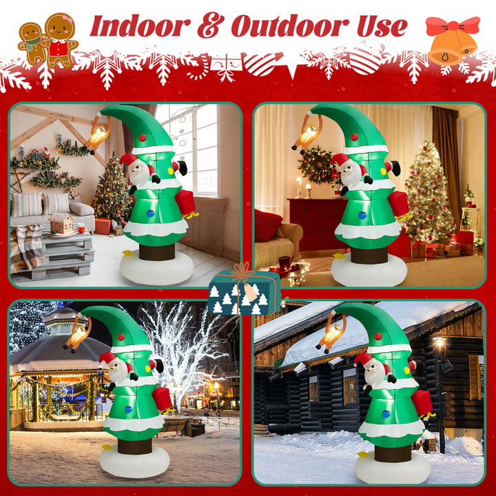 8FT Christmas Inflatable Tree and Santa Claus Yard Decor w/ Air Blower and LED Lights Image 6