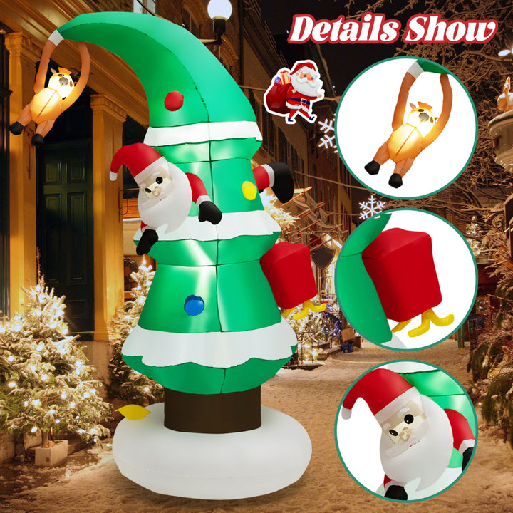 8FT Christmas Inflatable Tree and Santa Claus Yard Decor w/ Air Blower and LED Lights Image 7