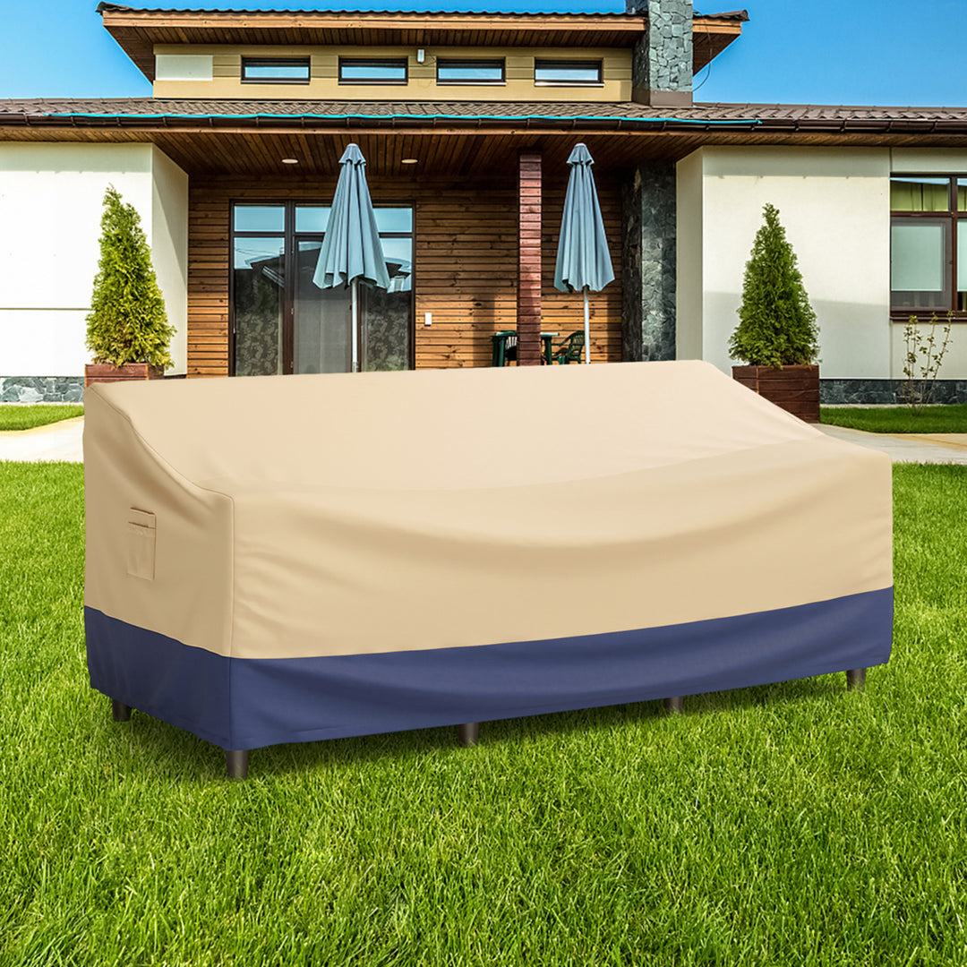 3-Seater Patio Waterproof Sofa Cover Polyester Sofa Cover w/ Air Vents and Handles Image 1