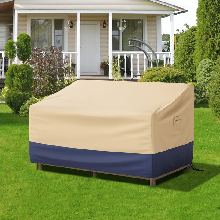 2-Seater Patio Waterproof Sofa Cover Polyester Sofa Cover w/ Air Vents and Handles Image 1