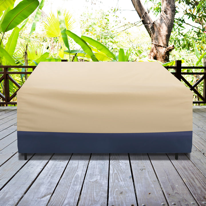 2-Seater Patio Waterproof Sofa Cover Polyester Sofa Cover w/ Air Vents and Handles Image 4