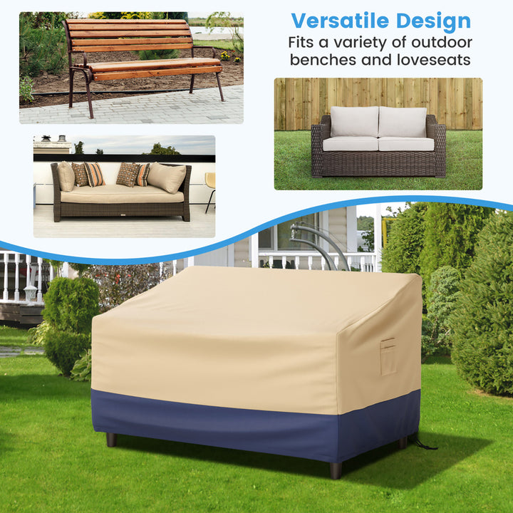 2-Seater Patio Waterproof Sofa Cover Polyester Sofa Cover w/ Air Vents and Handles Image 7