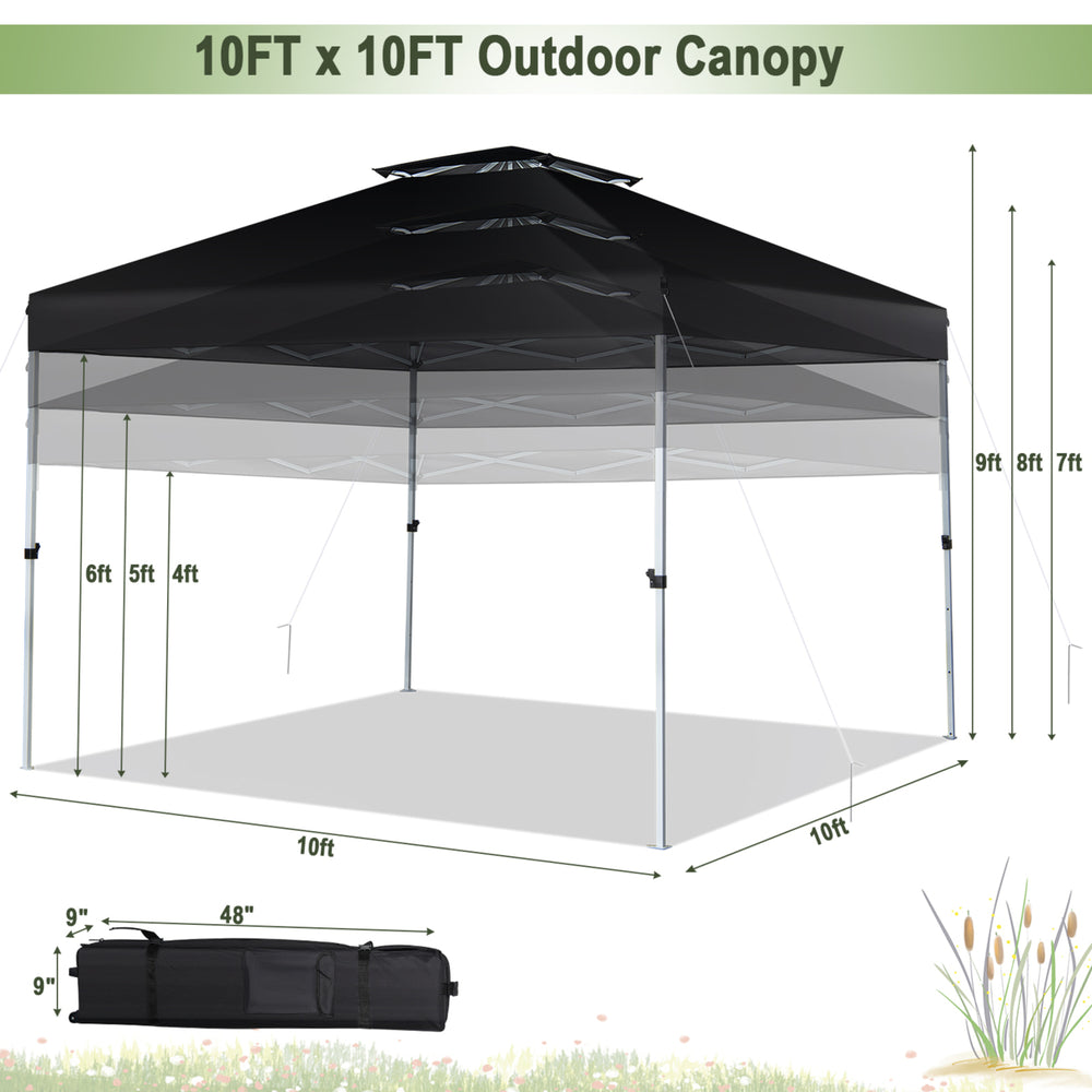 Gymax 2-Tier 10 x 10 Pop-up Canopy Tent Instant Gazebo Adjustable Carry Bag w/ Wheel Image 2