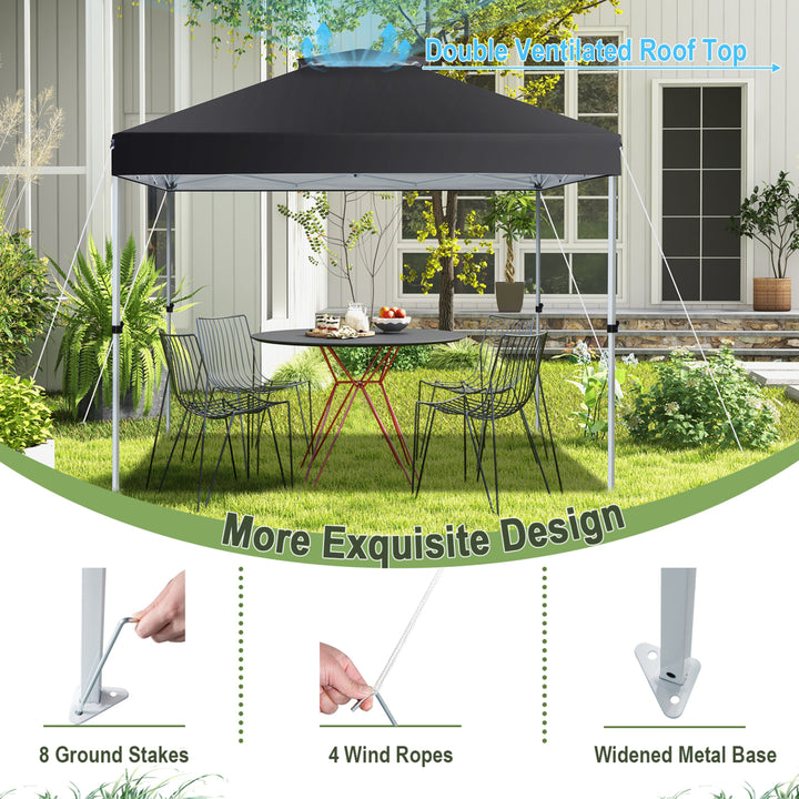 Gymax 2-Tier 10 x 10 Pop-up Canopy Tent Instant Gazebo Adjustable Carry Bag w/ Wheel Image 4