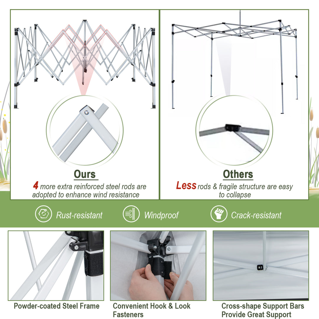 Gymax 2-Tier 10 x 10 Pop-up Canopy Tent Instant Gazebo Adjustable Carry Bag w/ Wheel Image 5