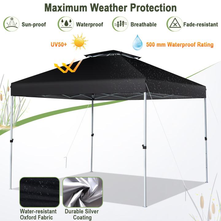 Gymax 2-Tier 10 x 10 Pop-up Canopy Tent Instant Gazebo Adjustable Carry Bag w/ Wheel Image 6