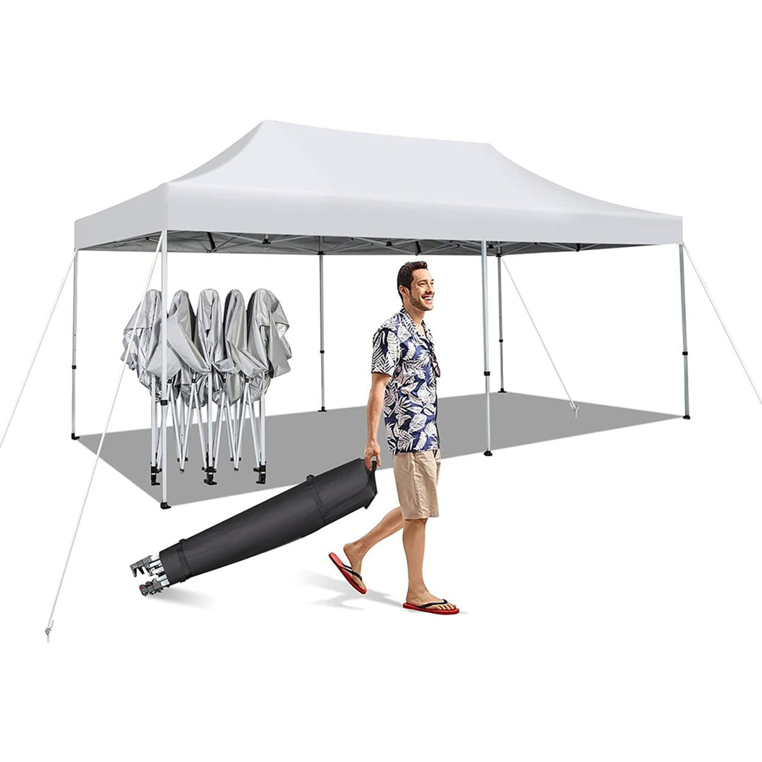 10 x 20FT Patio Pop-Up Folding Canopy Tent UPF 50+ Instant Sun Shelter White Image 1