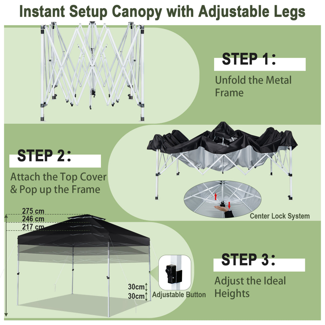 Gymax 2-Tier 10 x 10 Pop-up Canopy Tent Instant Gazebo Adjustable Carry Bag w/ Wheel Image 8