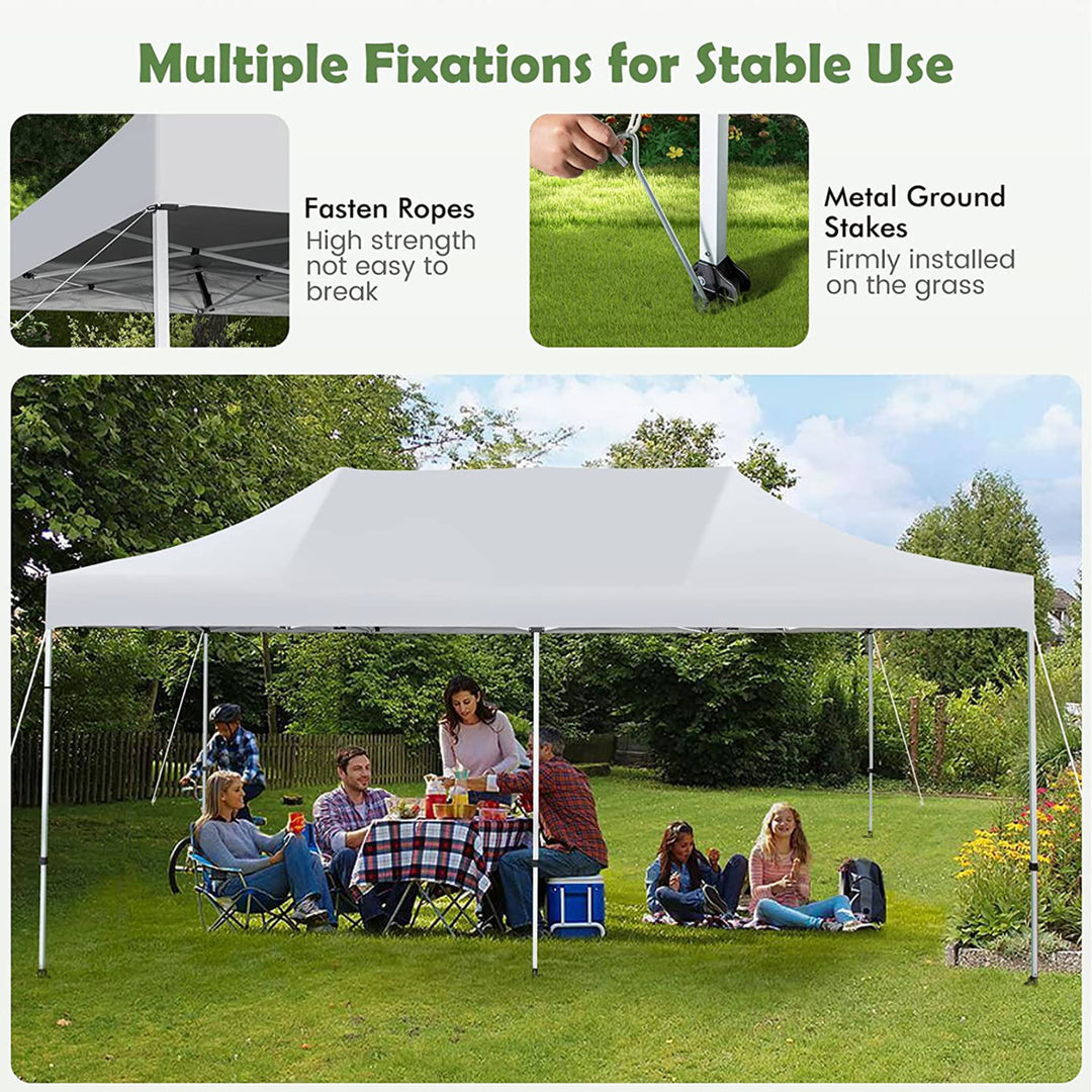 10 x 20FT Patio Pop-Up Folding Canopy Tent UPF 50+ Instant Sun Shelter White Image 6