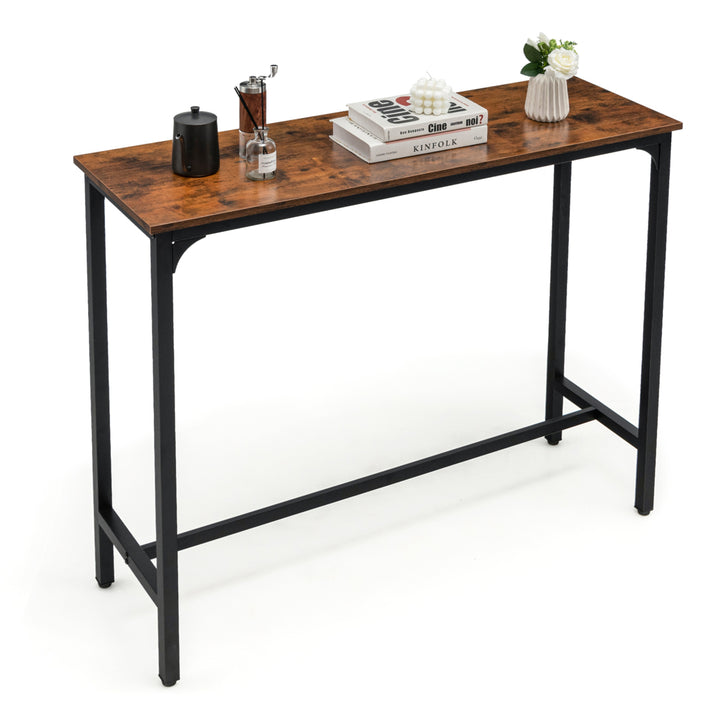 48 Rectangular Bar Table Kitchen Dining Table w/ Steel Frame and Adjustable Feet Image 1