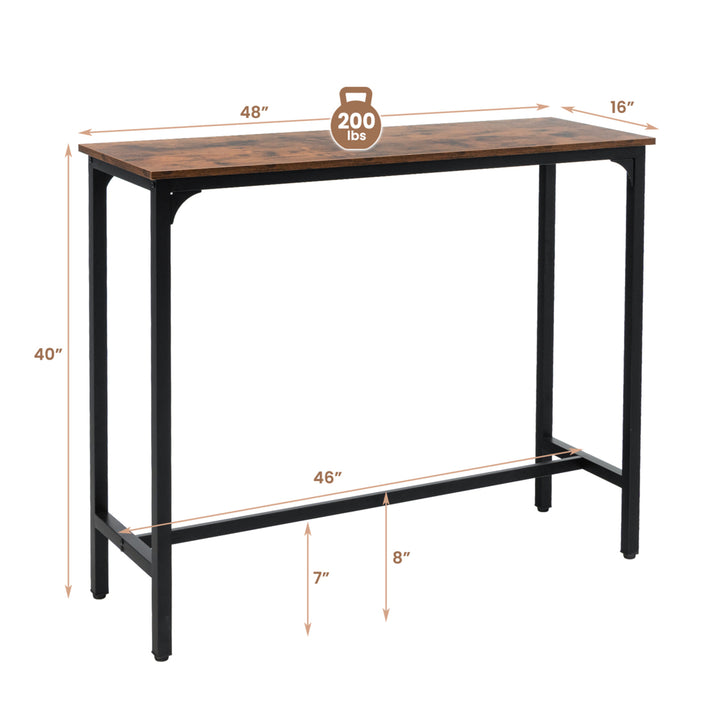 48 Rectangular Bar Table Kitchen Dining Table w/ Steel Frame and Adjustable Feet Image 2