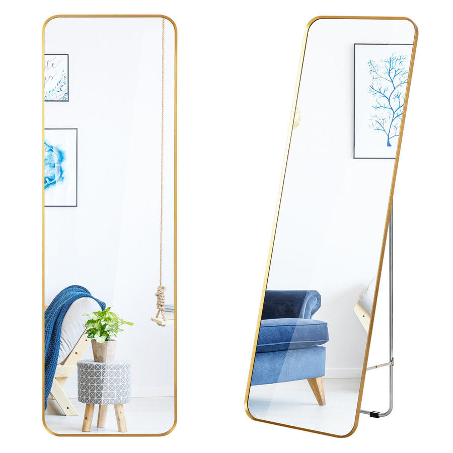 Full Length Wall Mounted Hanging Mirror with Stand Free Standing Body Mirror Image 1