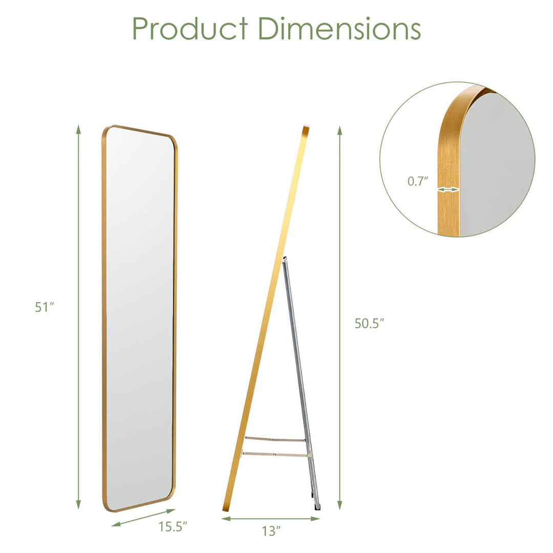 Full Length Wall Mounted Hanging Mirror with Stand Free Standing Body Mirror Image 2