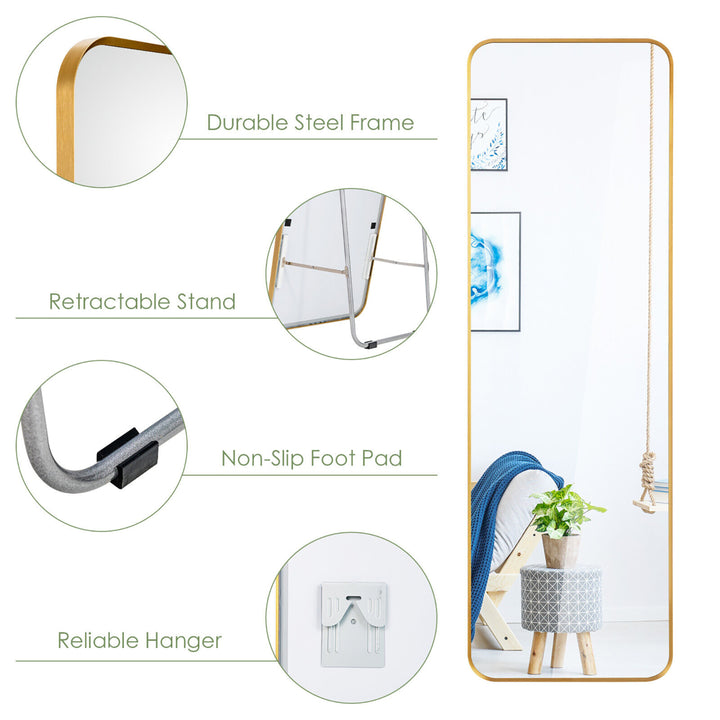 Full Length Wall Mounted Hanging Mirror with Stand Free Standing Body Mirror Image 6