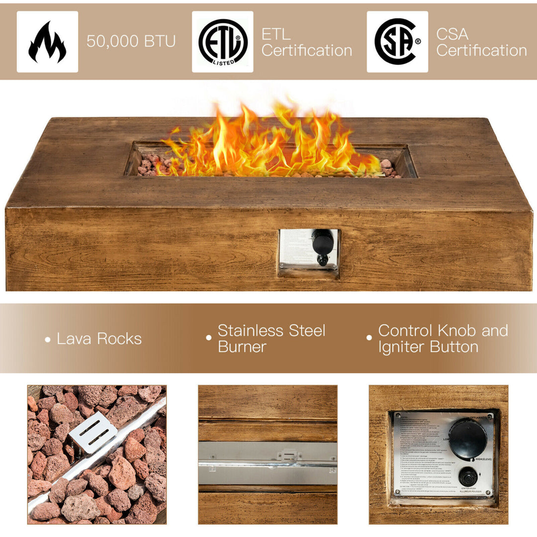 48 x27-inch Outdoor Gas Fire Pit Table 50,000 BTU W/ Lava Rocks and Cover Image 8