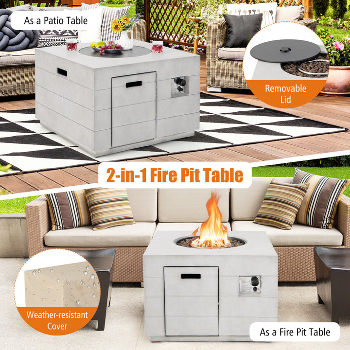 34 Square Concrete Propane Fire Pit Table w/ Lava Rocks Rain Cover 50,000 BTU Image 6