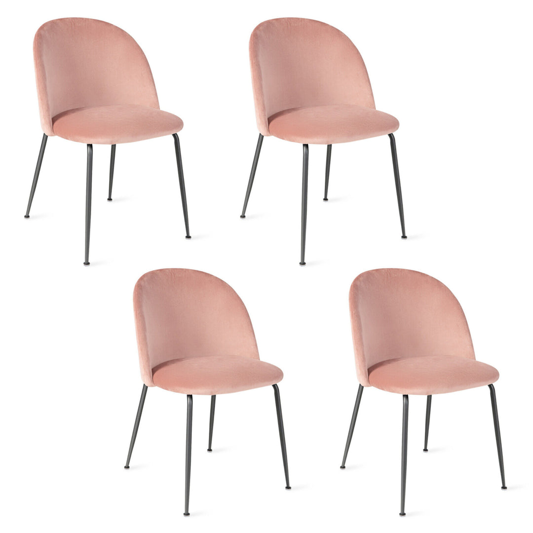 Dining Chair Set of 4 Upholstered Velvet Chair Set w/ Metal Base for Living Room Image 1