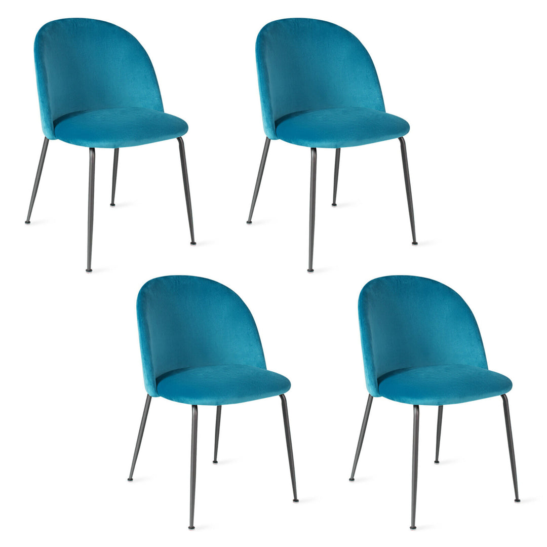 Dining Chair Set of 4 Upholstered Velvet Chair Set w/ Metal Base for Living Room Image 5