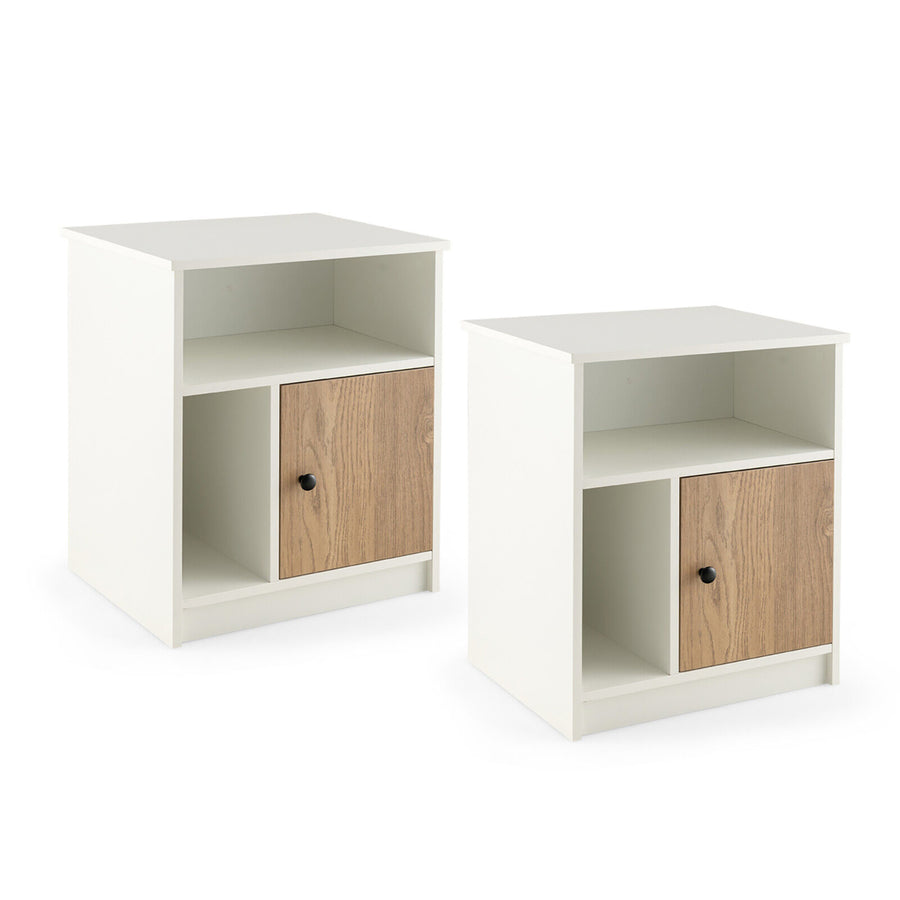 2 PCS Nightstands Side End Beside Table w/ Storage Shelf for Bedroom Living Room Image 1