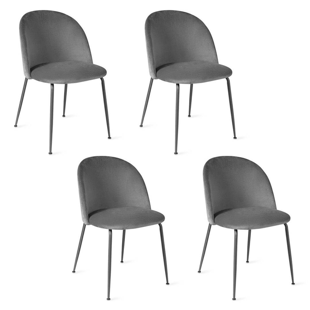 Dining Chair Set of 4 Upholstered Velvet Chair Set w/ Metal Base for Living Room Image 6