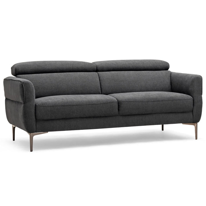 Modern Loveseat 72.5 Fabric Sofa Couch w/ Adjustable Headrest and Metal Legs Image 1