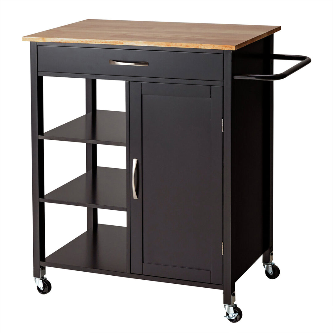 Mobile Kitchen Island Cart Serving Utility Trolley Drawer Shelf Towel Rack Image 4