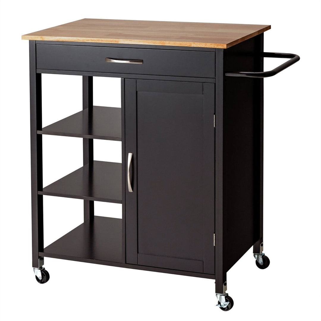 Mobile Kitchen Island Cart Serving Utility Trolley Drawer Shelf Towel Rack Image 1