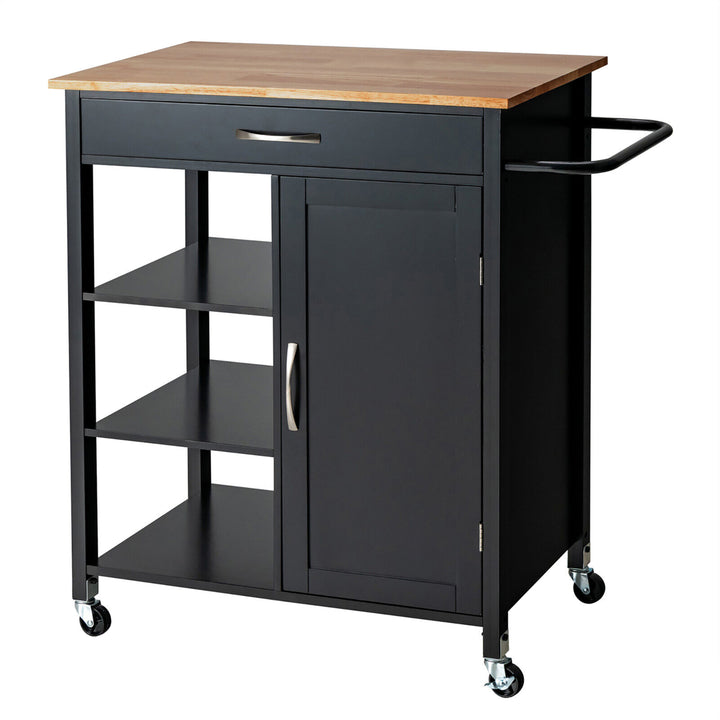 Mobile Kitchen Island Cart Serving Utility Trolley Drawer Shelf Towel Rack Image 5