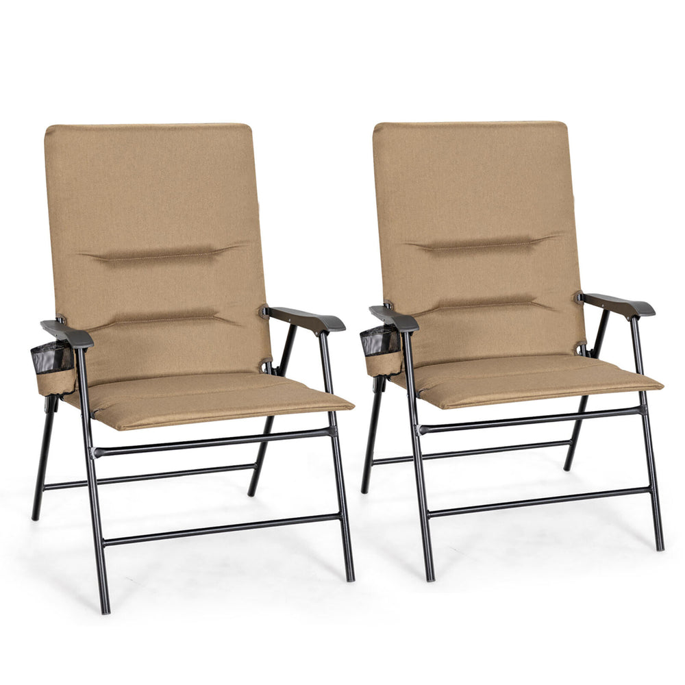 Set of 2 Patio Camping Dining Chair Portable Padded Folding Chair Outdoor Image 2