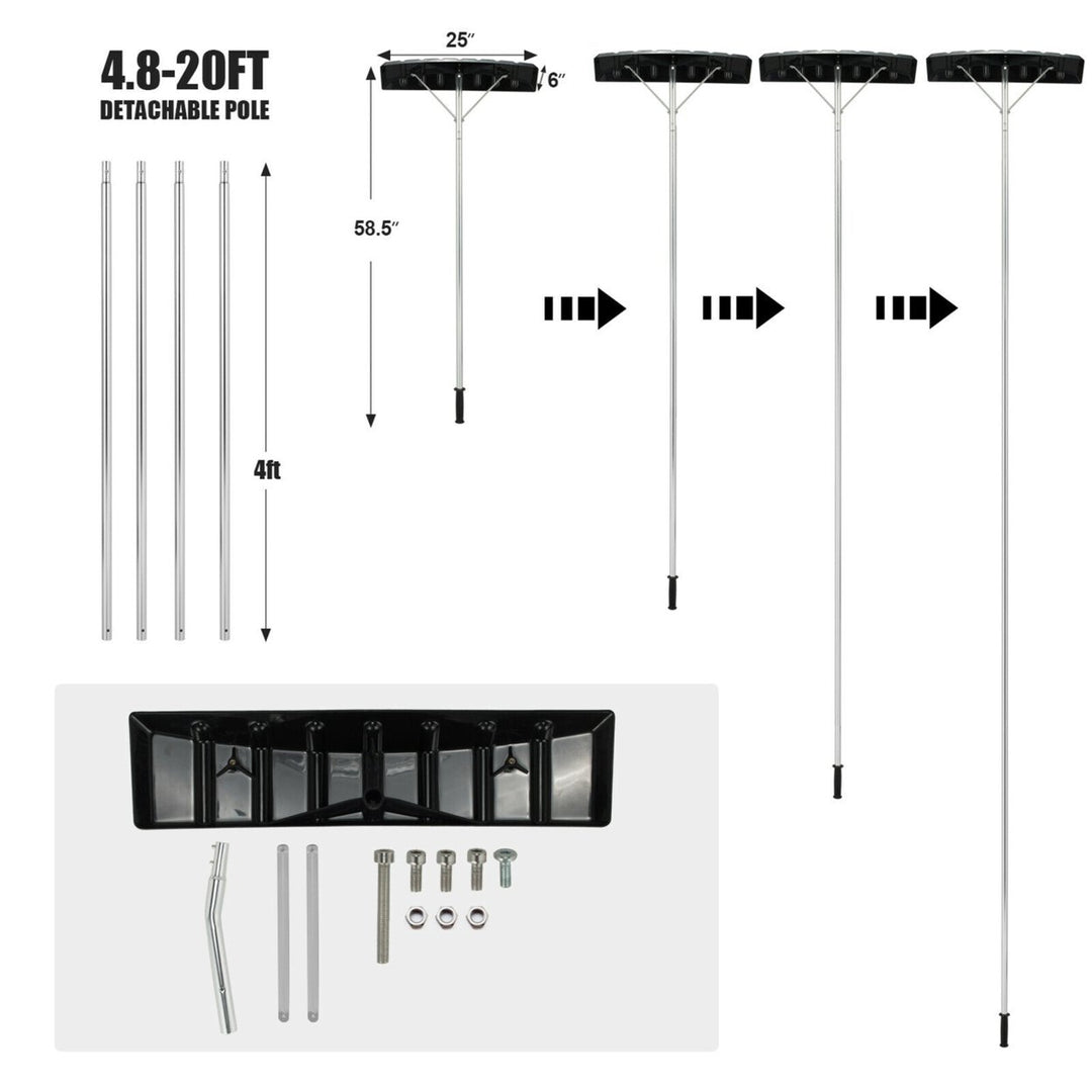 20 FT Aluminum Snow Roof Rake Adjustable Sectional Snow Removal Tool Image 2