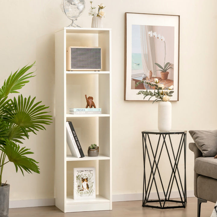 5-Tier Bookshelf Corner Bookcase Storage Display Organizer w/ 4 Cubes Image 3