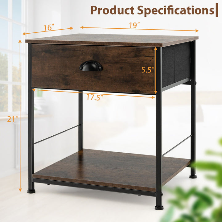 2-tier Nightstand Bedside End Sofa Coffee Table for Bedroom Living Room Image 2