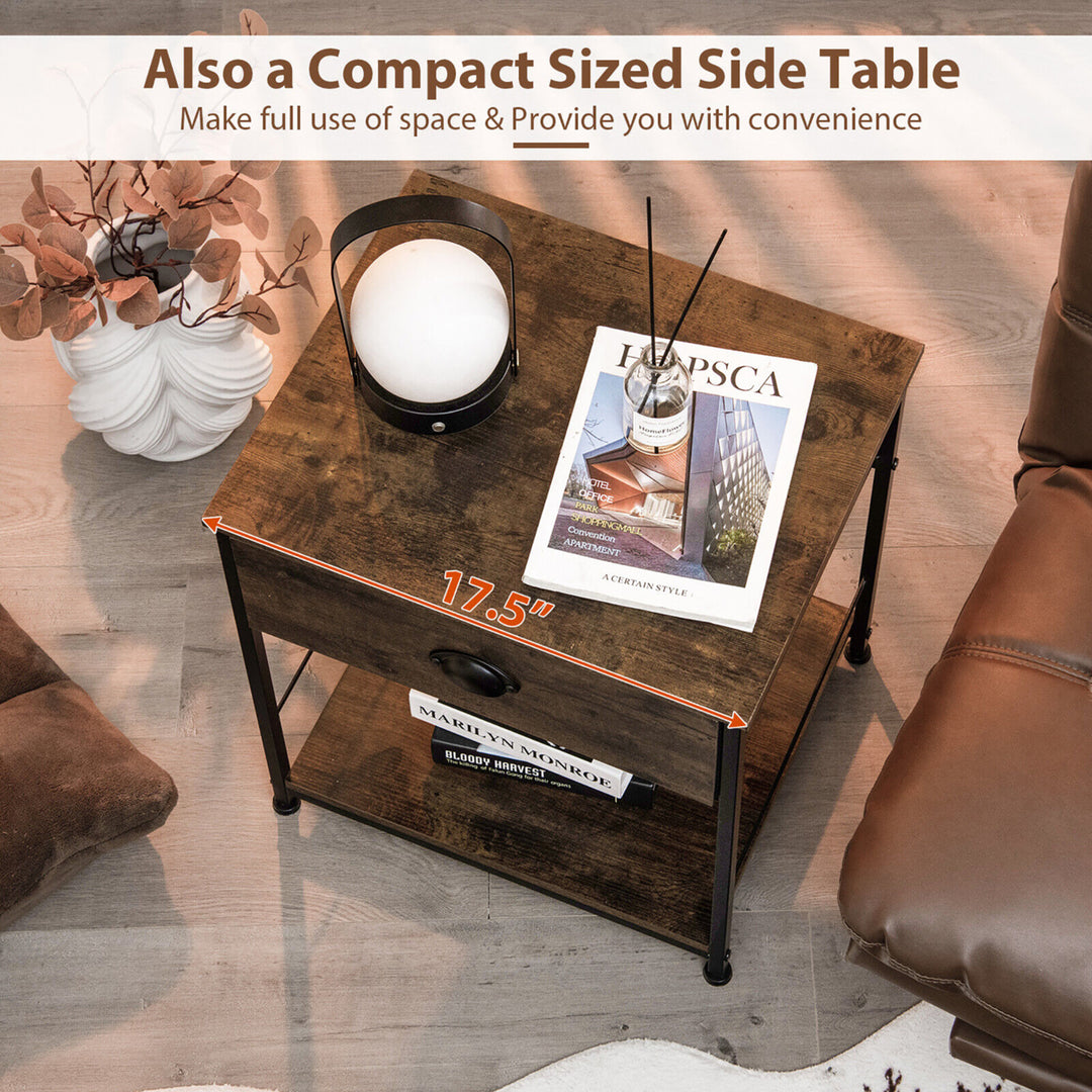 2-tier Nightstand Bedside End Sofa Coffee Table for Bedroom Living Room Image 6