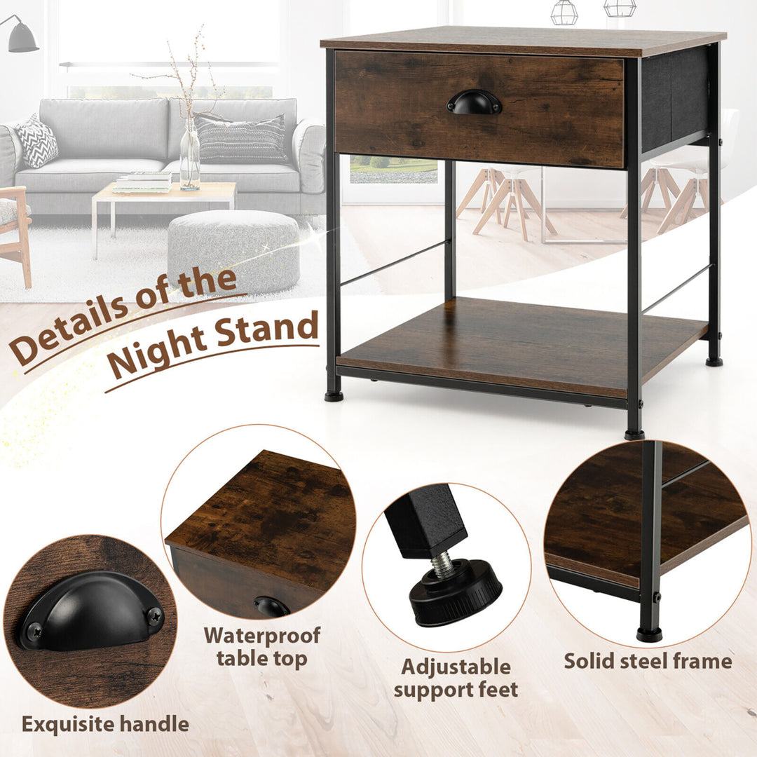 2-tier Nightstand Bedside End Sofa Coffee Table for Bedroom Living Room Image 10