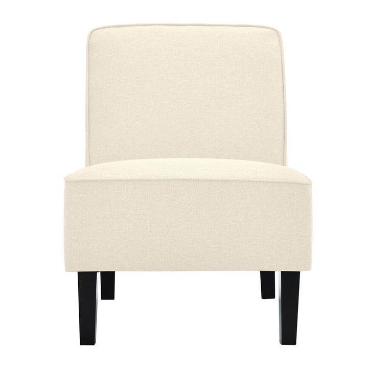 Modern Armless Accent Chair Fabric Single Sofa w/ Rubber Wood Legs Beige Image 7