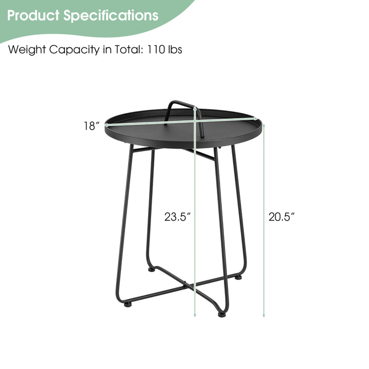 Outdoor Metal Patio End Side Table Weather Resistant for Garden Balcony Yard Image 2