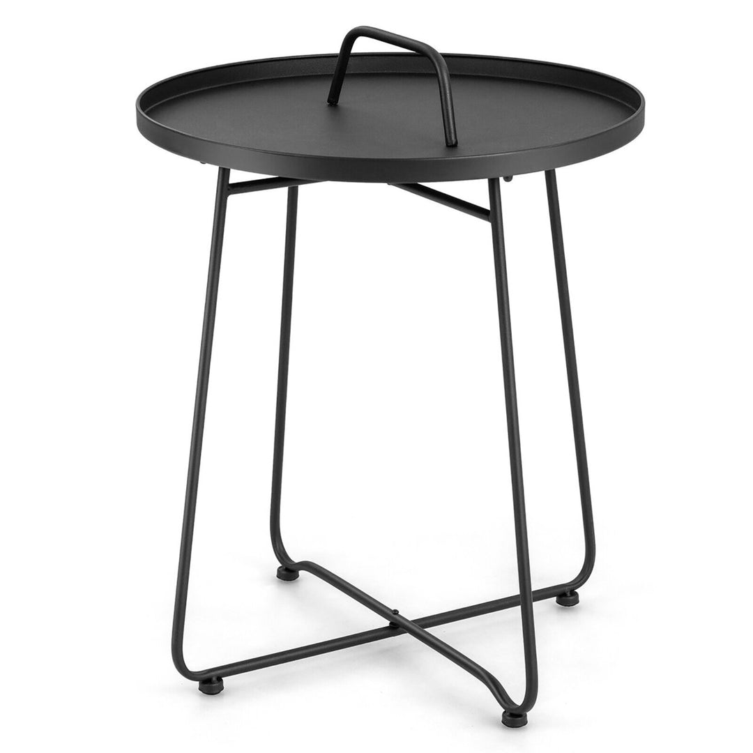 Outdoor Metal Patio End Side Table Weather Resistant for Garden Balcony Yard Image 10