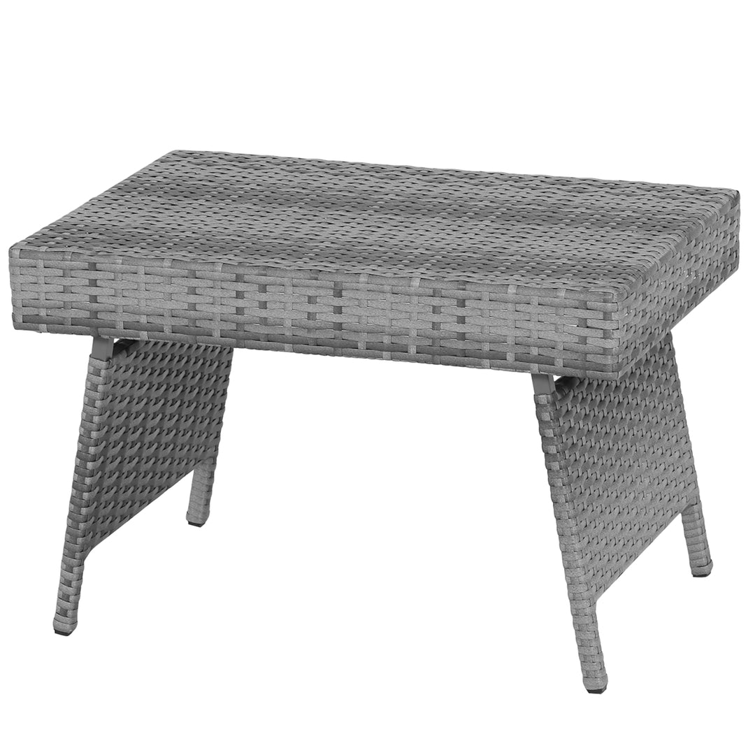 Folding Rattan Wicker Coffee Side Table Patio Garden Poolside Yard Outdoor Mix Gray Image 1