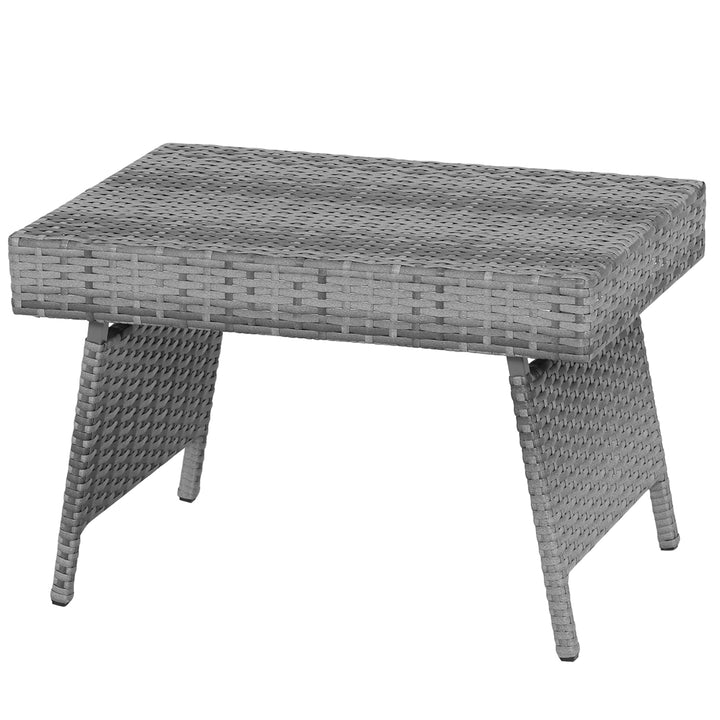 Folding Rattan Wicker Coffee Side Table Patio Garden Poolside Yard Outdoor Mix Gray Image 1