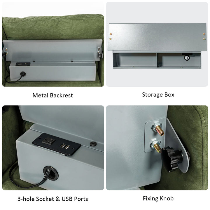 L-shaped Modular Sectional Sofa Couch w/ 2 Bolsters Power Socket and USB Ports Image 7