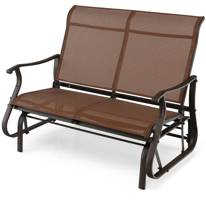 2-Person Outdoor Glider Chair Patio Rocking Lounge Chair w/ Breathable Fabric Image 2