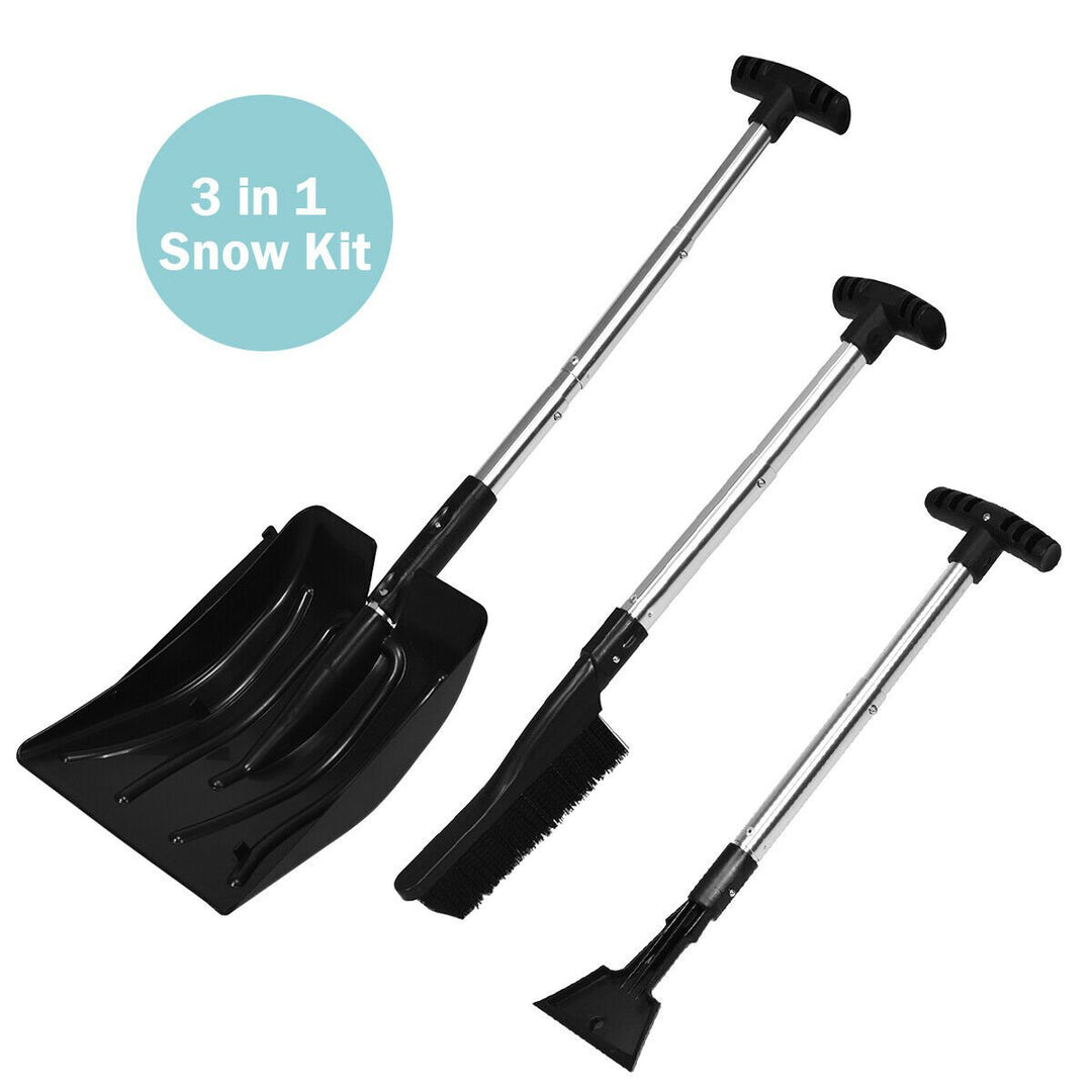 3-in-1 Snow Shovel w/Ice Scraper andSnow Brush Portable Shovel Kit Image 1