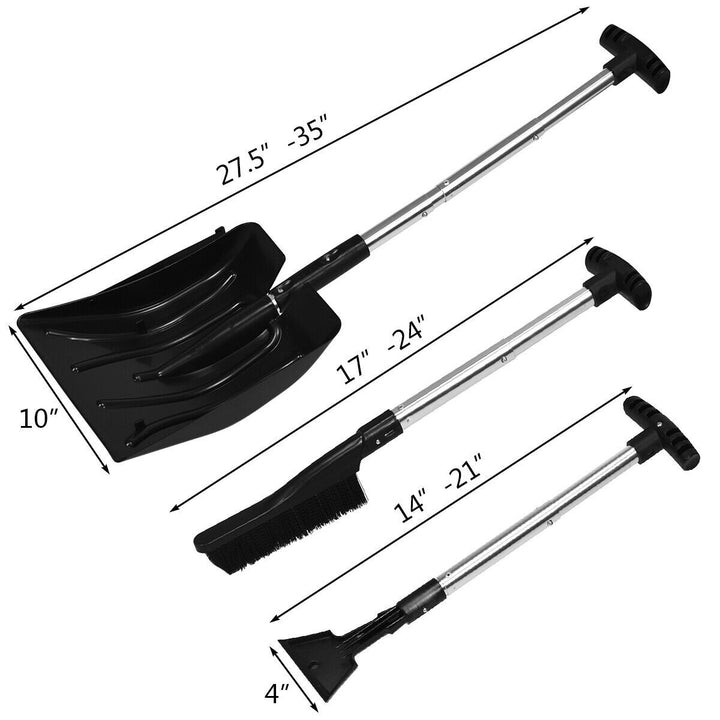 3-in-1 Snow Shovel w/Ice Scraper andSnow Brush Portable Shovel Kit Image 8